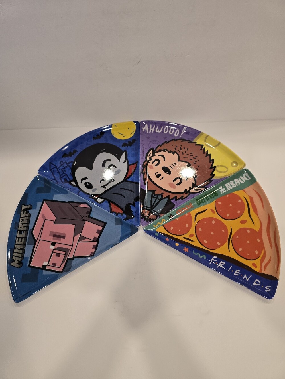 Kids Pizza Slice Party Plates - Colorful Blue, Purple, Yellow, Orange Appx. 9 in